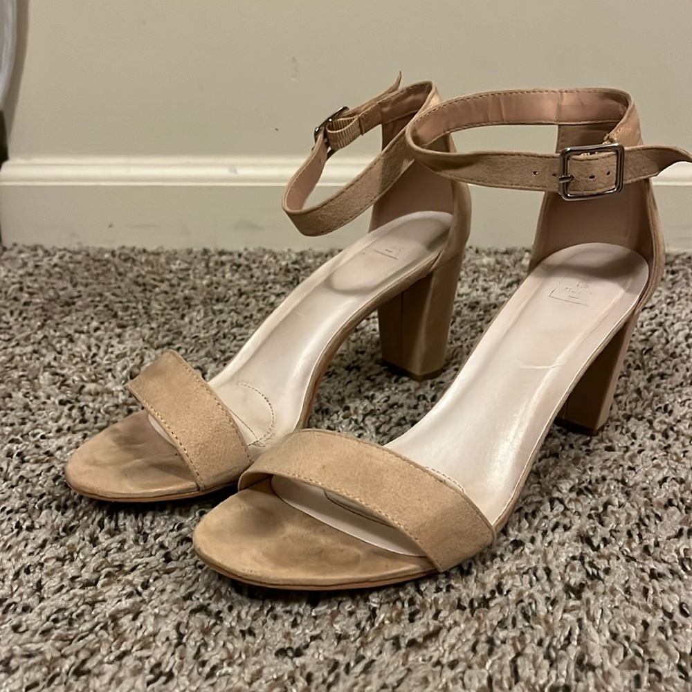 David’s Bridal Arya Heels, size 8, beige / tan color, 3 inch heel